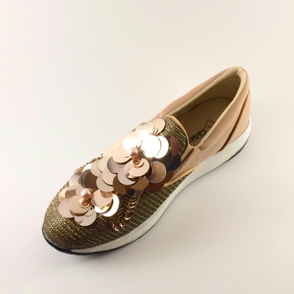 Gold Floral Sneakers - Picture 2 of 3